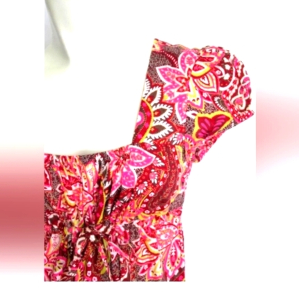 Ann Taylor Loft Paisley Sweetheart Cotton Ruffle Babydoll Dress 8 Petite Medium - Picture 5 of 5